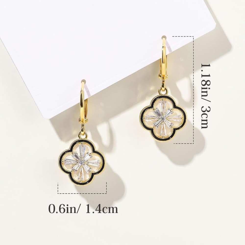 Flowers Leaves Drop Earrings with 925 Sterling Silver - Picture 6 of 6